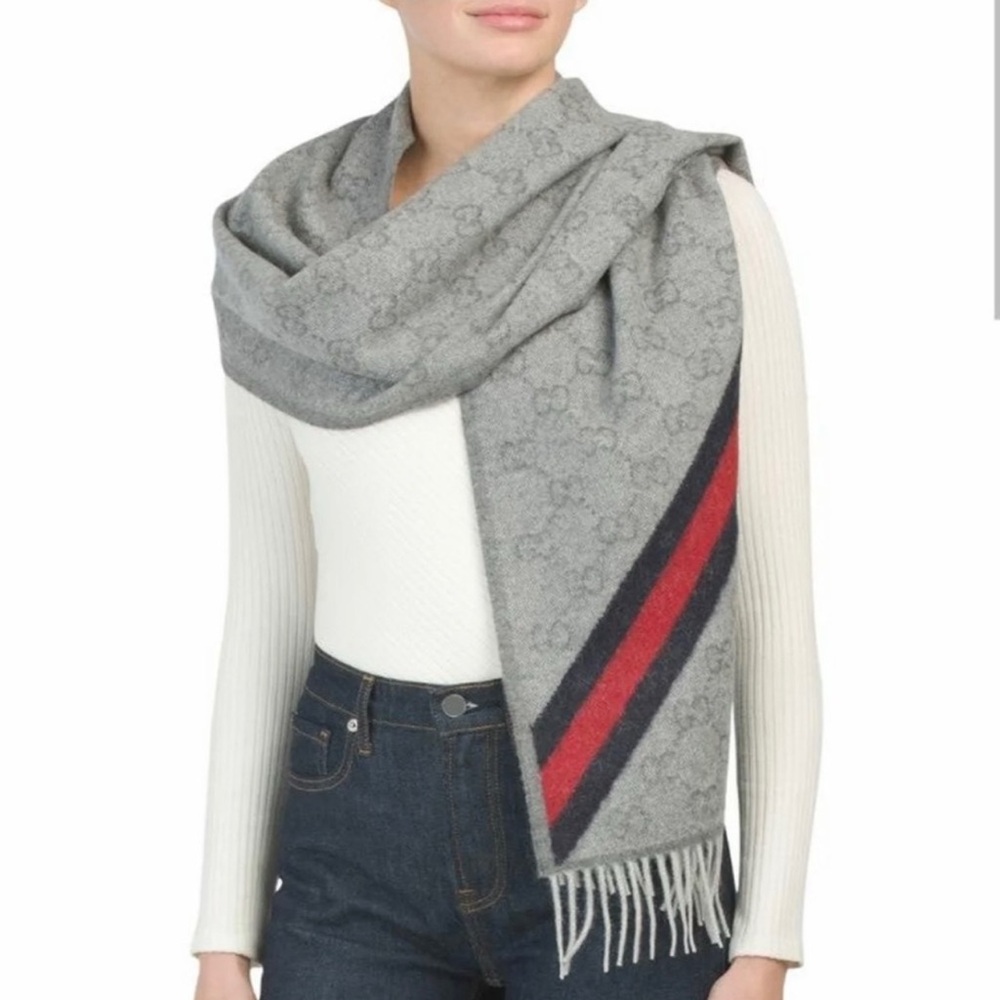 NWT Gucci Unisex New Nikky GG Wool Fringe Scarf